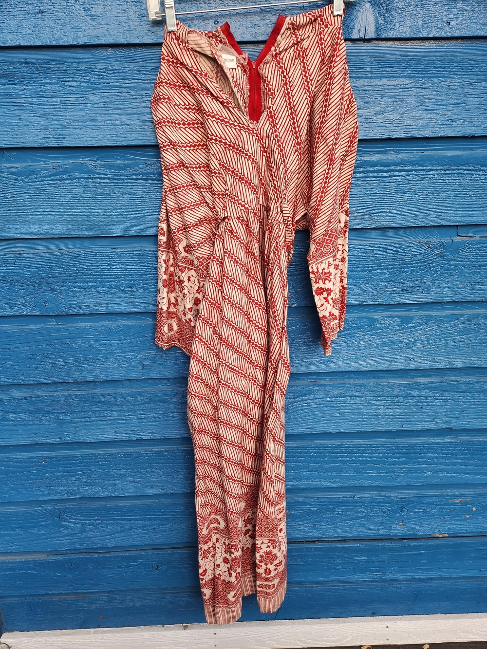 Vintage 70s Danville Batik Print Kaftan Maxi Dress - ILGWU Union Made (Size M)